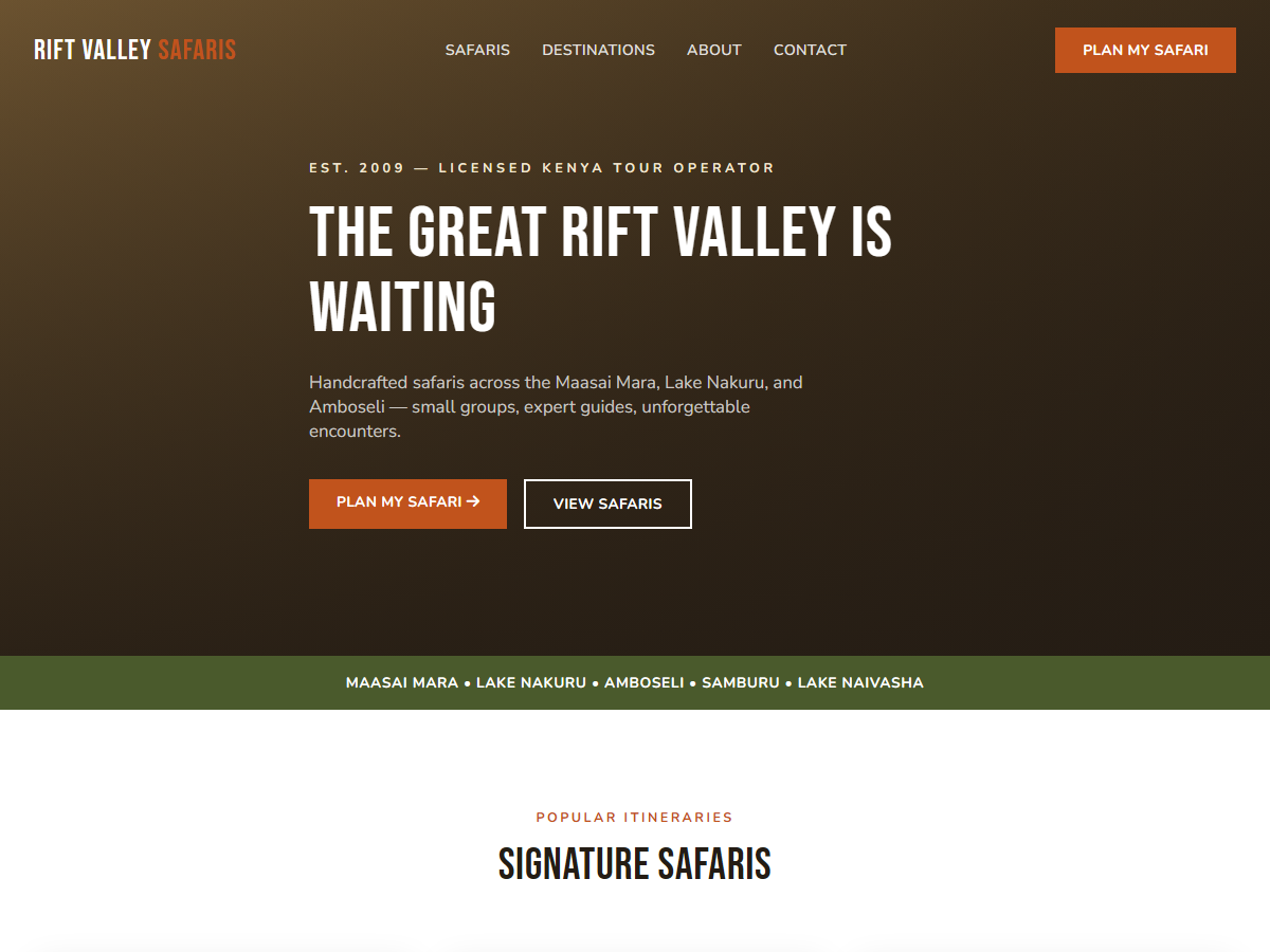 Tour Company Website
